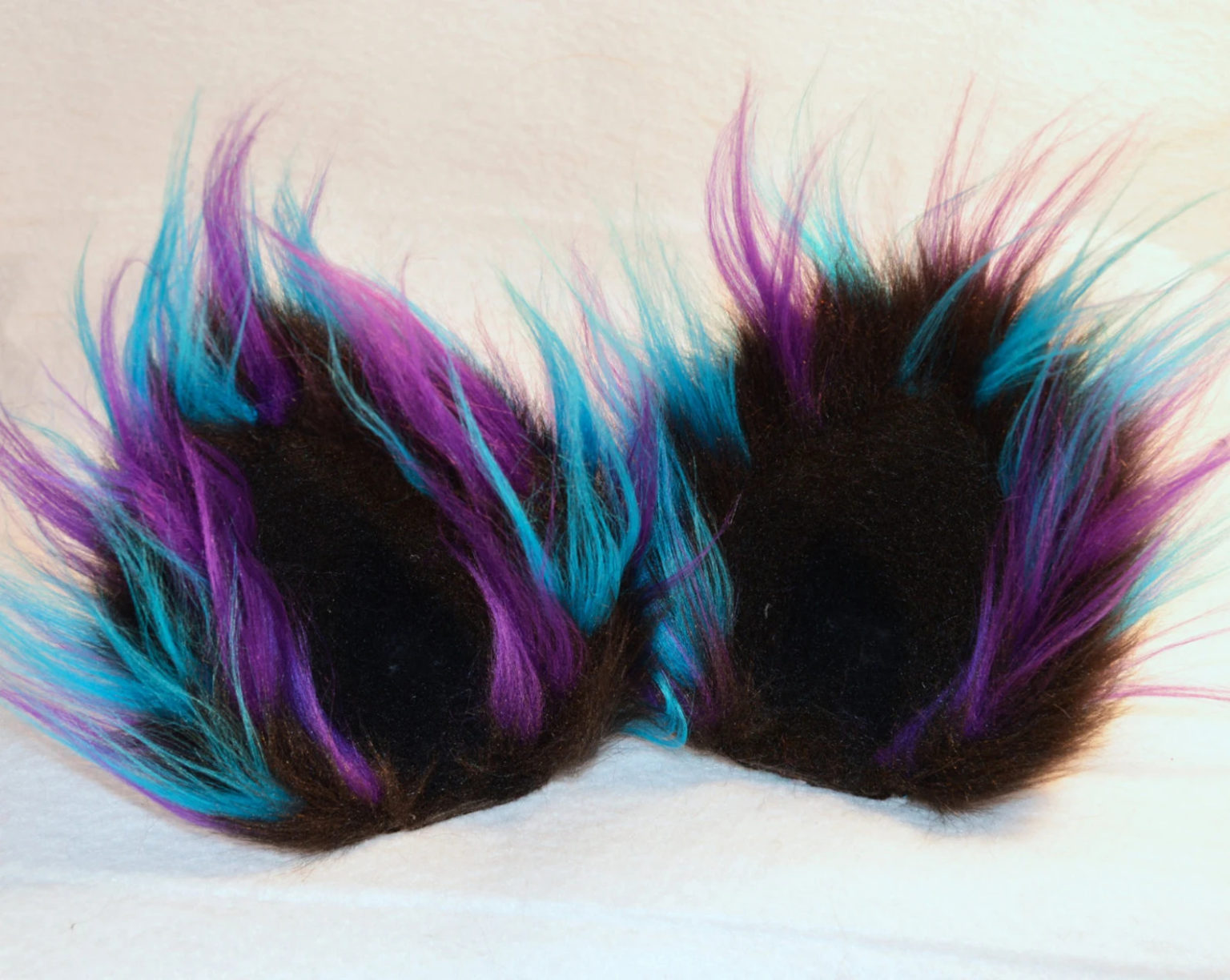 3 Color Spiky Fur Clip On Cat Ears Black, Teal and Purple Kitty Ears