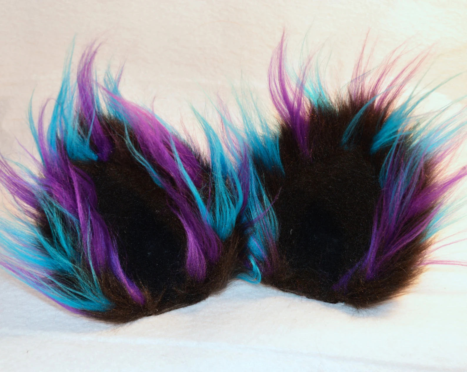 3 Color Spiky Fur Clip On Cat Ears Black Teal And Purple Kitty Ears
