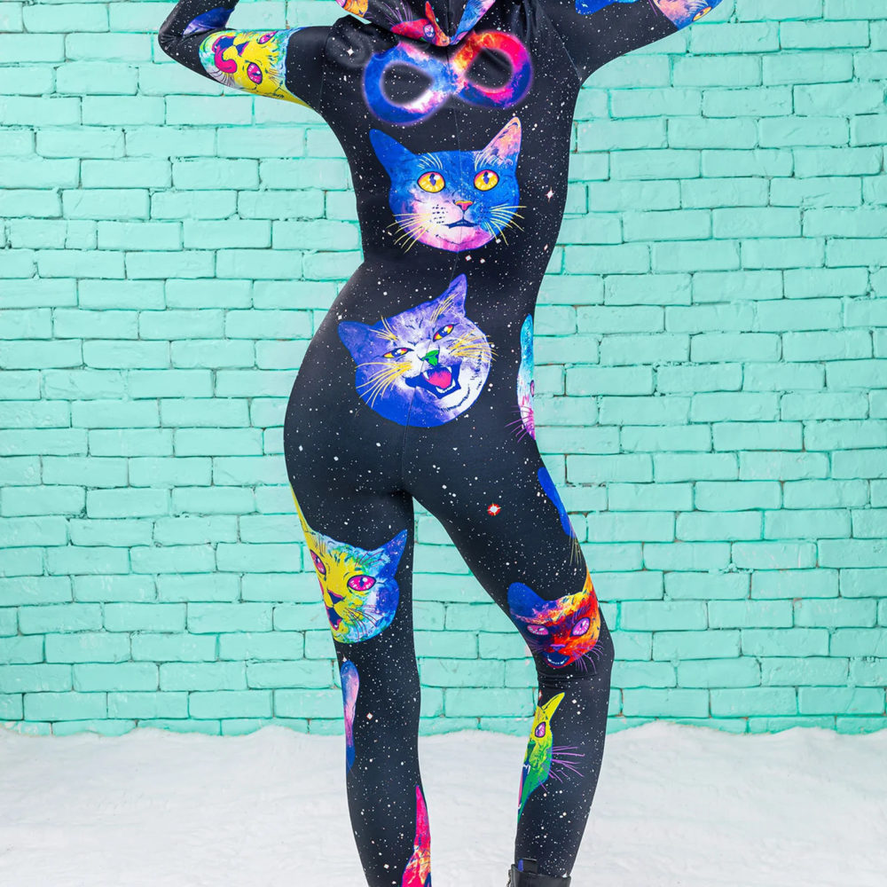 Womens Catsuit Adult Onesie Cosplay Costume Kawaii Clothing Rainbow Cats Costume Bodysuit 9324